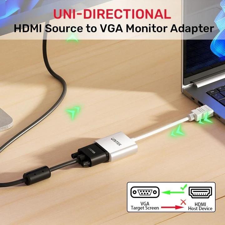 Produktbild Unitek Adapter HDMI - VGA Fullhd 60hz Biały M/F (VGA, HDMI, 1.55 cm)