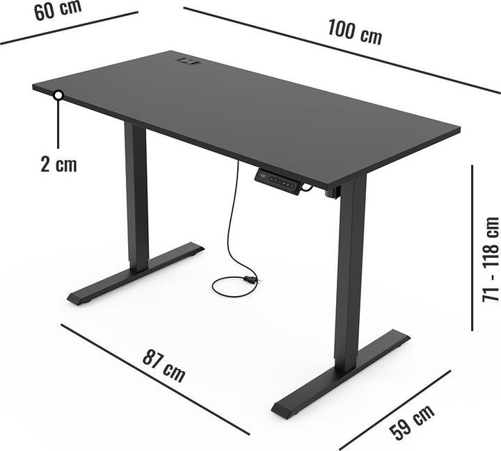 Immagine prodotto Yaasa Desk Lite Höhenverstellbarer Schreibtisch (100 x 60 cm)