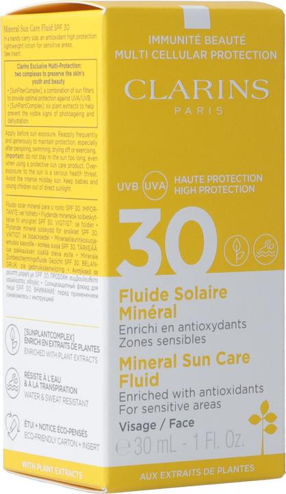 Immagine prodotto Clarins Sole - Fluide Solaire Minéral Visage SPF30 (Crema solare viso, SPF 30, 30 ml, 62 g)