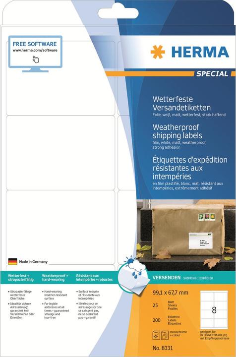 Actual product image HERMA Weatherproof shipping labels A4