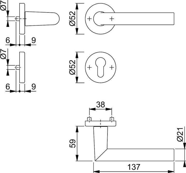 Immagine prodotto Hoppe Set di rosette Amsterdam 1400/42KV/42KVS Alluminio F1 rotondo PZ DIN sinistra/destra D/D (Maniglia della porta)