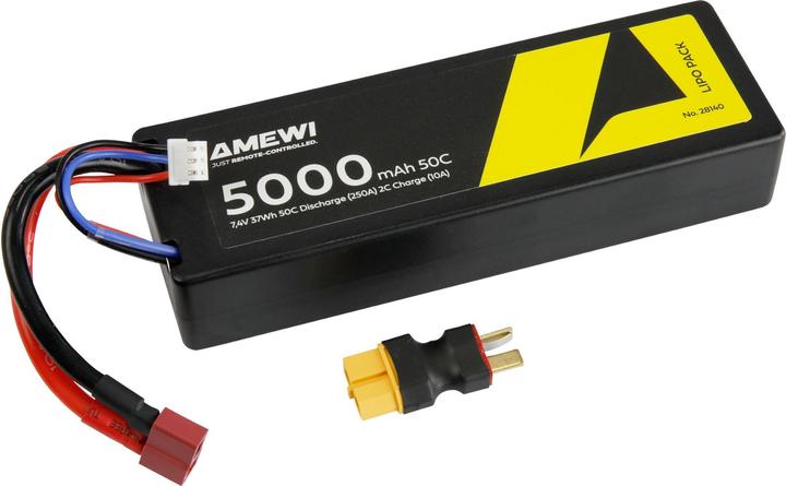 Produktbild Amewi LiPo Akku 2S 7,4V 5000mAh 50C T-Plug (7.40 V, 5000 mAh)