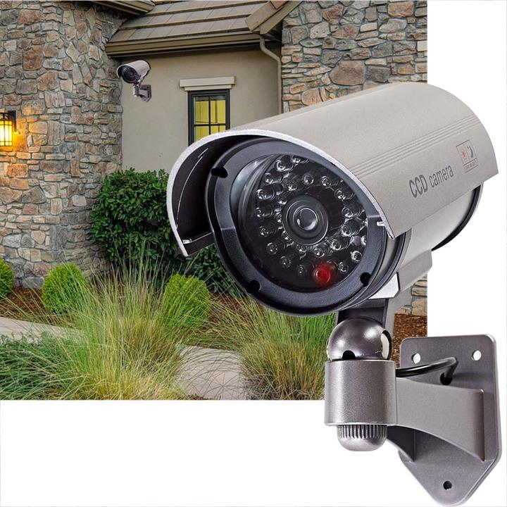 Actual product image Nedis Dummy surveillance camera Sphere IP44 Battery-operated For outdoor use incl. wall bracket