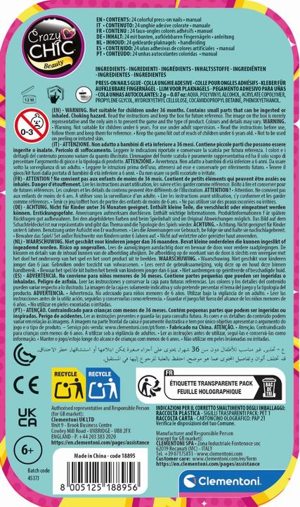 Produktbild Clementoni Crazy Chic Press & Go-Nägel – Pop