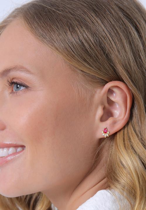 Image du produit Elli Boucles d'oreilles zircon synthétique rubis 925 argent (Argent sterling 925, Rubis synthétique, Zircone)