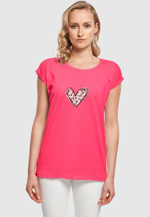 Actual product image Merchcode Ladies Valentines Day - Leopard Heart Extended Shoulder Tee - 117969 (M)