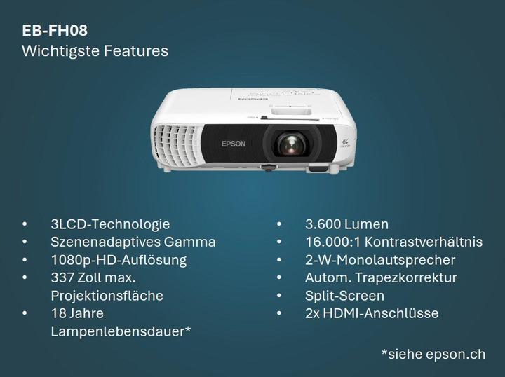 Immagine prodotto Epson EB-FH08 (Full HD, 3600 lm, 1.22 - 1.47:1)