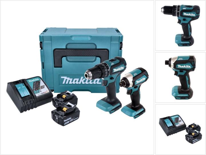 Actual product image Makita DLX 2283 TJ Battery Combo Kit DHP 485 Cordless Impact Drill + DTD 153 Cordless Impact Wrench + (Rechargeable battery operated)