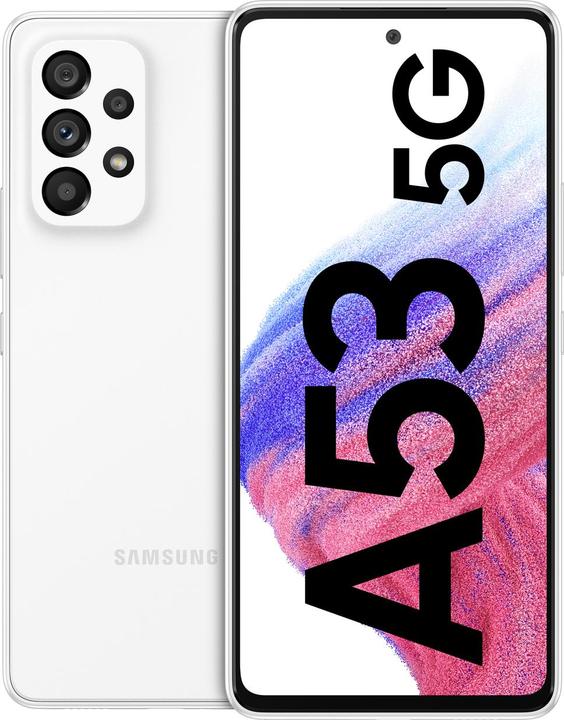 Produktbild Samsung Galaxy A53 5G EU (128 GB, Awesome White, 6.50", Dual SIM, 64 Mpx, 5G)