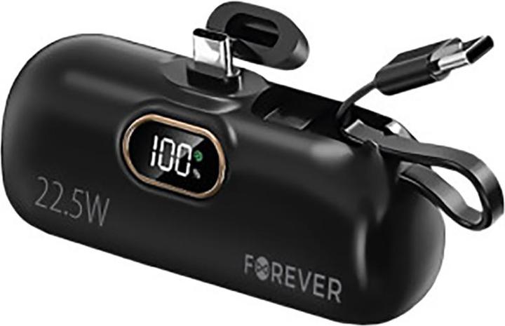 Actual product image Forever mini power bank MTB-100 22.5W 5000 mAh USB C black (5000 mAh, 79200000 W, 22.50 Wh)