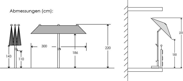 Produktbild Schneider Schirme Sonnenschirm Schneider Salerno 300x150 cm anthrazit (1.50 m)
