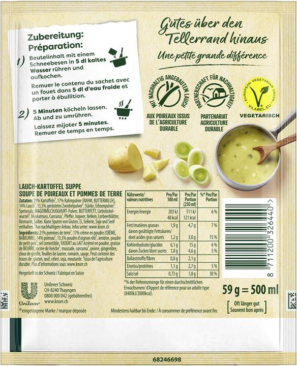 Produktbild Knorr 100% Natürlich Kartoffelsuppe, Beutel Suppe mit Kartoffel, Lauch & Zwiebeln, Fertiggericht