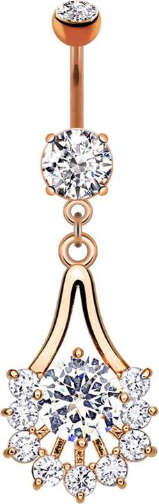 Star Piercing Banane rosegold mit Anhänger Tribal Tropfen mit Kristall (Chirurgenstahl 316L, Messing)