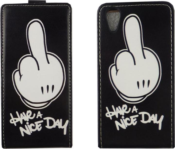 Produktbild König Design Wiko Sunny 2 Handyhülle Schutzcase Mittelfinger Tasche Flip Cover Bumper Etuis (Wiko Sunny 2)