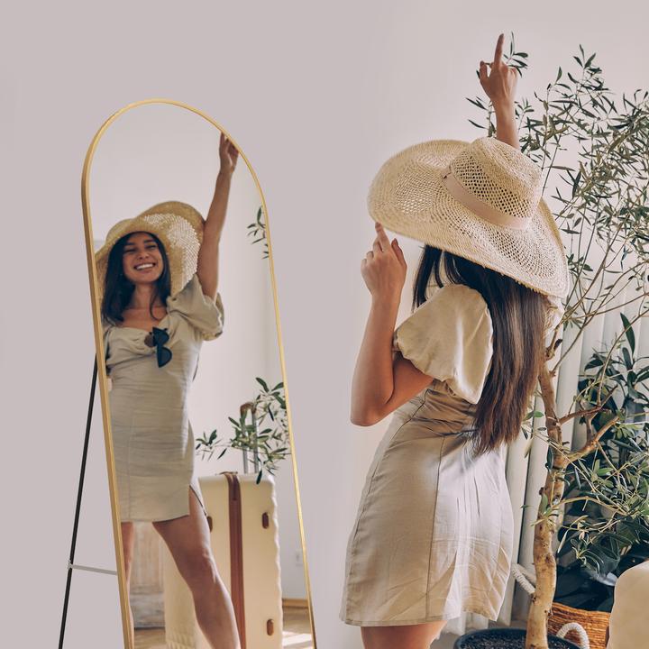 Actual product image Emke Arch Freestanding Mirror with Aluminium Frame, 60*160cm, Gold