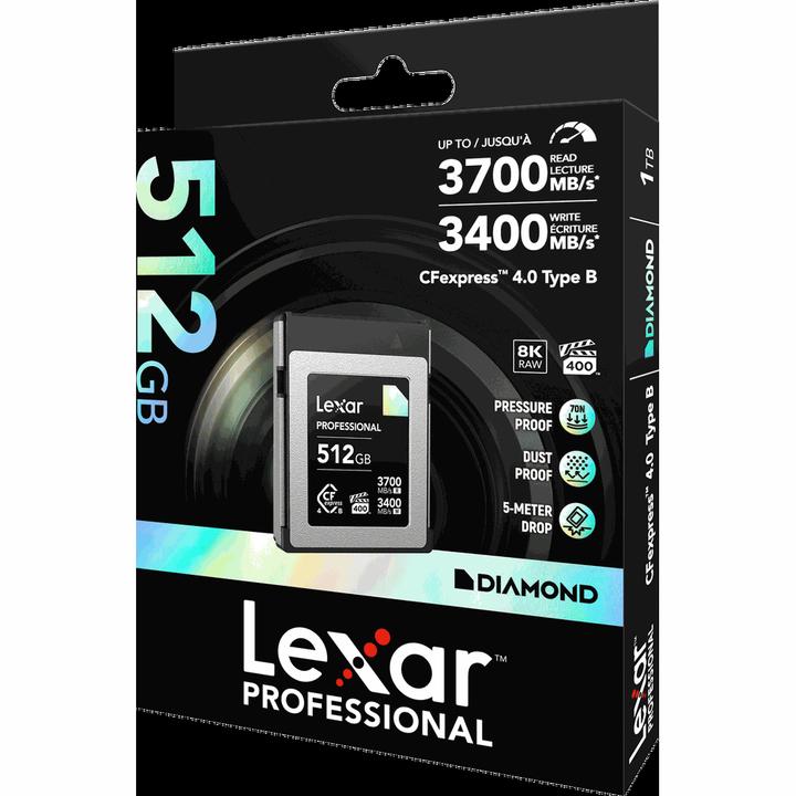Produktbild Lexar CFexpress PRO 4.0 Type B DIAMOND Series 512GB - R3700/W3400MB/s - VPG400 (512 GB, CFexpress Typ B)