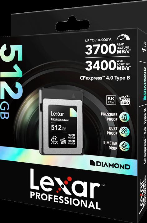 Produktbild Lexar CFexpress PRO 4.0 Type B DIAMOND Series 512GB - R3700/W3400MB/s - VPG400 (512 GB, CFexpress Typ B)