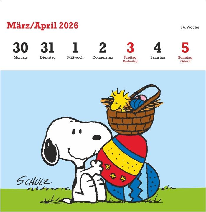 Produktbild Peanuts Premium-Postkartenkalender 2026 (Harter Einband, Deutsch)