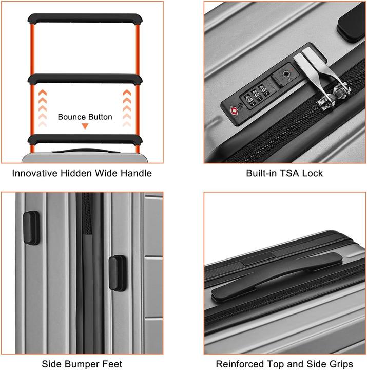 Immagine prodotto British Traveller Hartschalen-Handgepäckkoffer mit TSA-Schloss (38 l, Bagaglio a mano (fino a 50 litri))