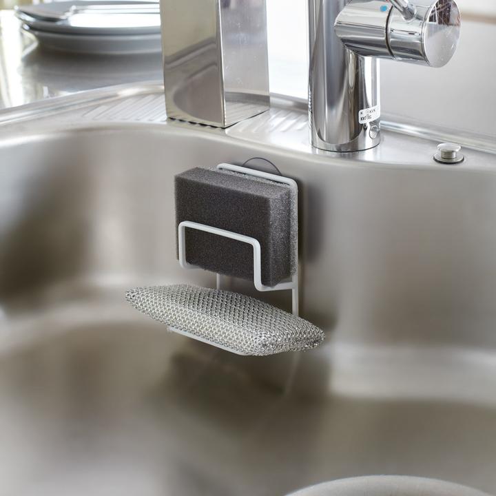 Actual product image Yamazaki 2-fold sponge holder with suction cup TOWER