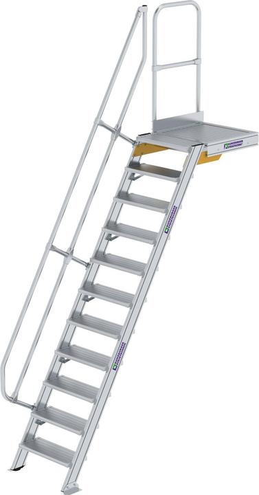 Produktbild Munk Treppe mit Plattform 60° Stufenbreite 600 mm 11 Stufen Aluminium geriffelt (Gerüst, 22.50 cm)