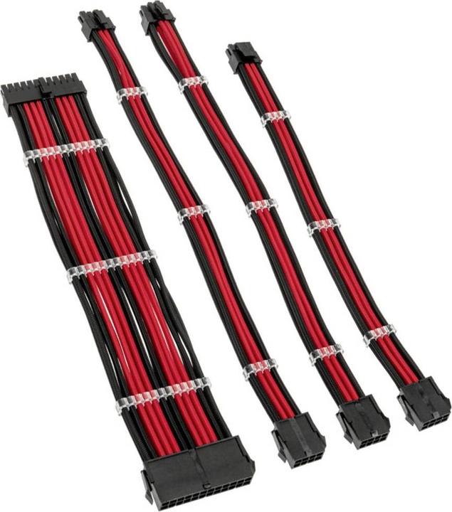 Actual product image Kolink Core Standard Braided Cable Extension Kit - Jet Black/Racing Red
