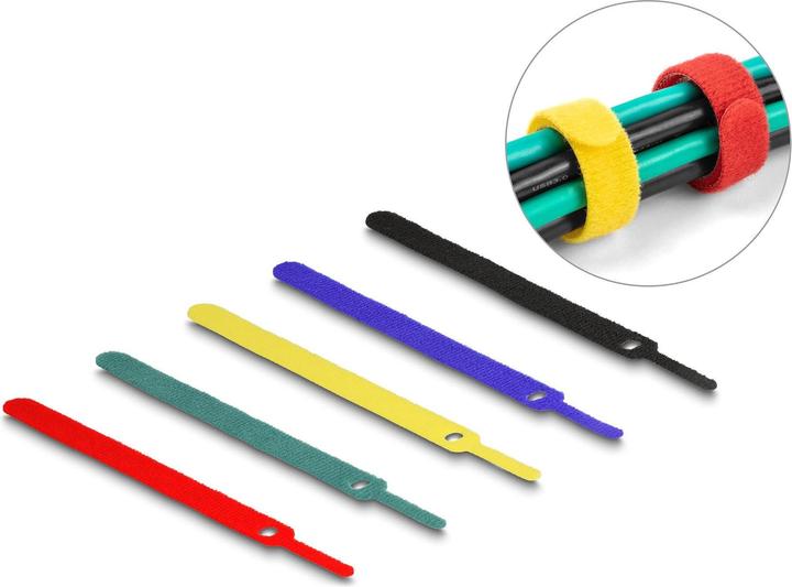 Produktbild Delock Klett-Kabelbinder L 150 x B 12 mm farbig Set 10 Stück (Klettkabelbinder, 150 mm, 10 Stk.)