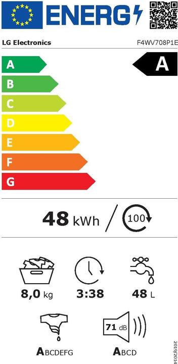 Energie-Label LG F4WV708P1E (8 kg, Links)