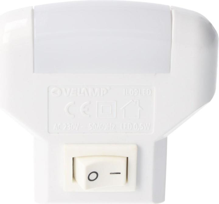 Image du produit Velamp TWILIGHT, veilleuse à LED avec interrupteur ON/OFF, prise verticale