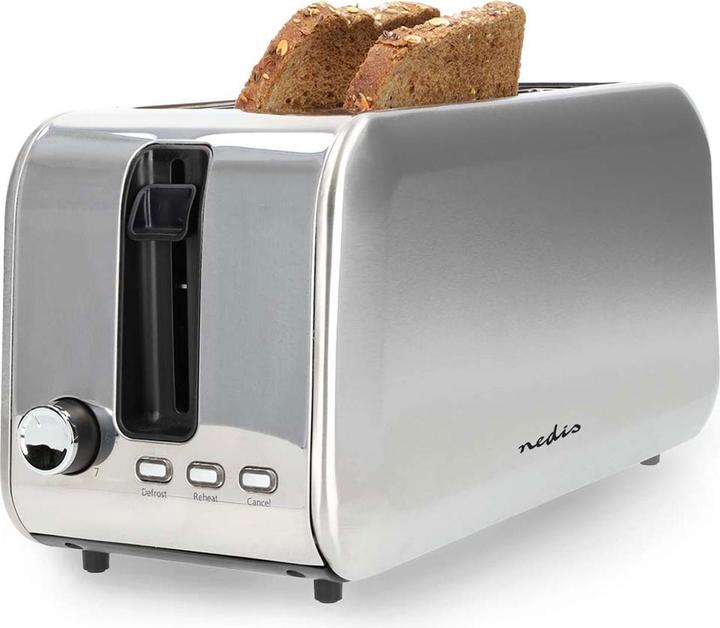 Produktbild Nedis Toaster | 2 Steckplätze | Bräunungsstufen: 7 | Auftaufunktion | Aluminium / Silber (EU-Stecker)