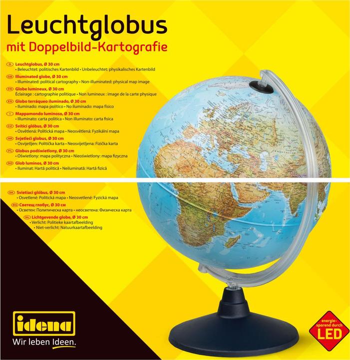 Actual product image Idena Glow globe earth w. 2 map pictures, Ø30cm (30 cm)