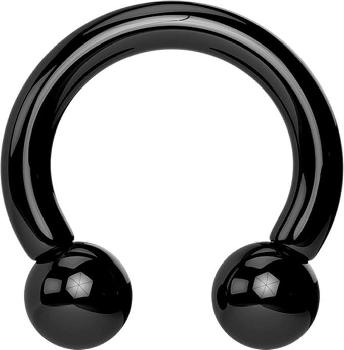 Actual product image Star Piercing Circular Barbell schwarz mit zwei Kugeln (Acrylic, without brass)