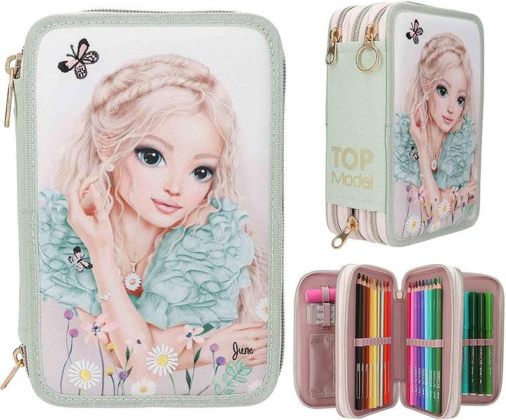 Productafbeelding Top Model Topmodel - TOPModel Triple Pencil Case SUMMER FEELING - Sage Green (413303)