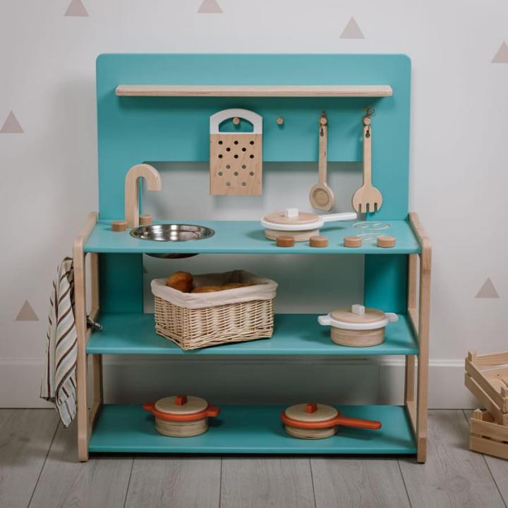 Produktbild Activity Board Holzspielzeugset, Küchenutensilien, tolles Geschenk, Kochset für Kinder - Topf und Pfanne, weiss