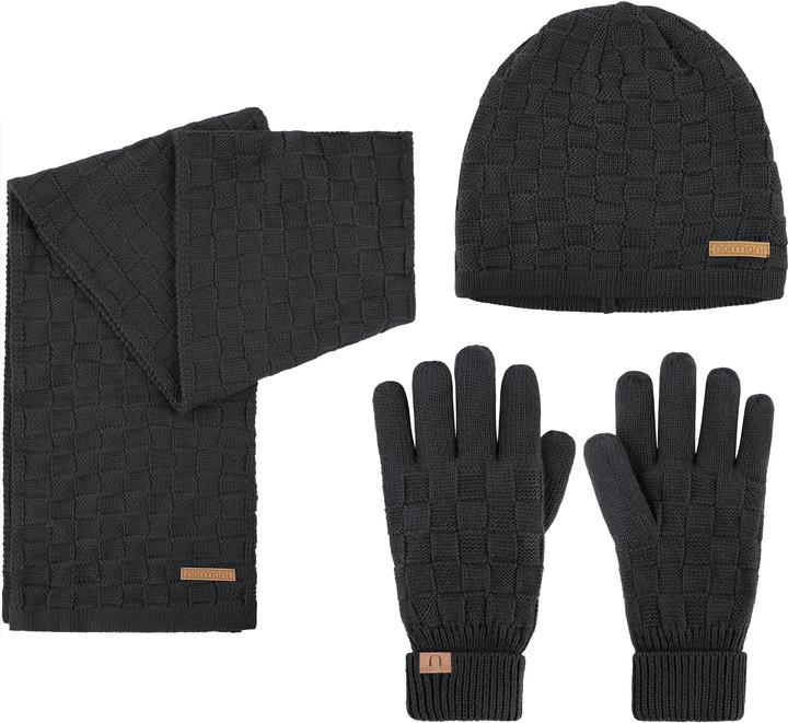 Actual product image Normani Winter set made of merino wool hat, scarf and gloves pattern Yuma - 9601