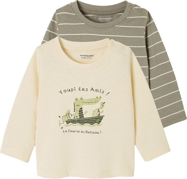 Actual product image Vertbaudet 2er-Pack Baby Shirts BASIC, Print & Streifen (68)