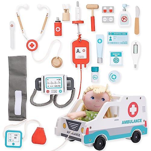 Produktbild Activity Board Arztkoffer Kinder, 22 Stücke Doktorkoffer Kinder, Arzt Kostüm Kinder mit Stethoskop, Arzt Spielzeug