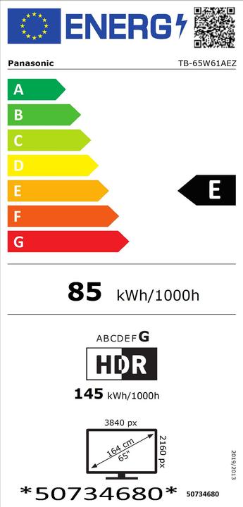Energy Label Panasonic TV-65W61AEZ (65", W61A, LED, 4K, 2025)