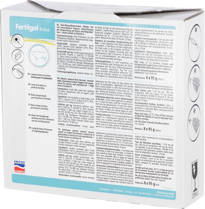 Nährwerte und Zutaten Magni Fertigol Bolus, Beta-Carotin Bolus, 8 Bolus/Packung