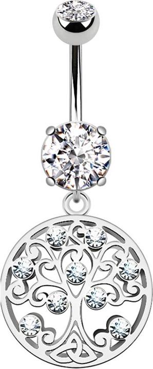 Immagine prodotto Star Piercing Banana in argento con due sfere di cristallo, ciondolo rotondo in argento con albero vivente (Ottone, Acciaio chirurgico 316L)