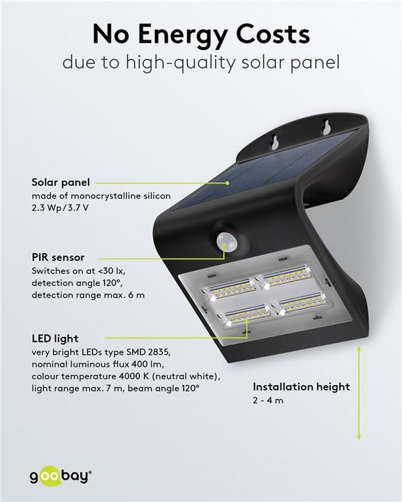 Actual product image Goobay LED Solar (400 lm, IP65)