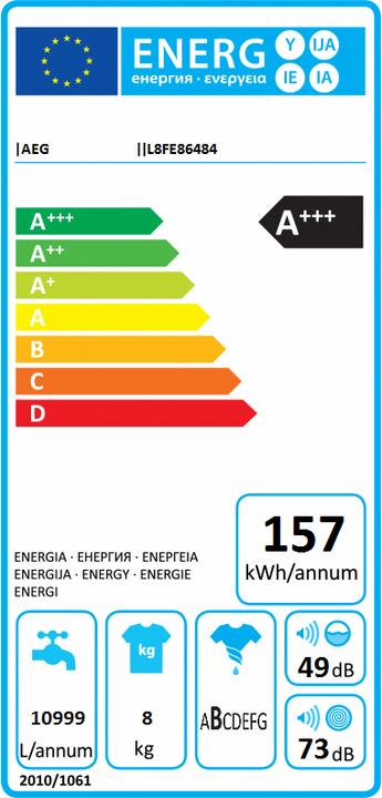 Energie-Label AEG L8FE 86484 (8 kg, Rechts, Links)