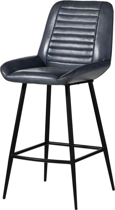 Floki24 Barhocker IRON LABEL, Echtleder & Stahl, 52x57x108 - blau