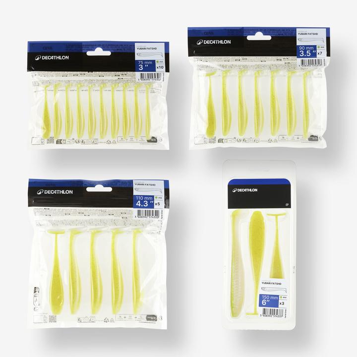 Image du produit Caperlan Leurre souple pêche YUBARI FAT SHAD avec attractant Chartreuse (11 cm)