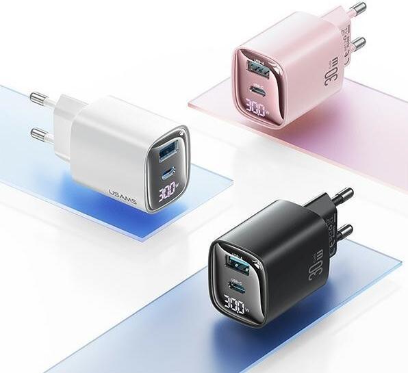 Produktbild Usams Ład. siec. CC229 30W GaN USB-C/USB-A Fast Charging XC Series czarny/black CC229TC01 (30 W)