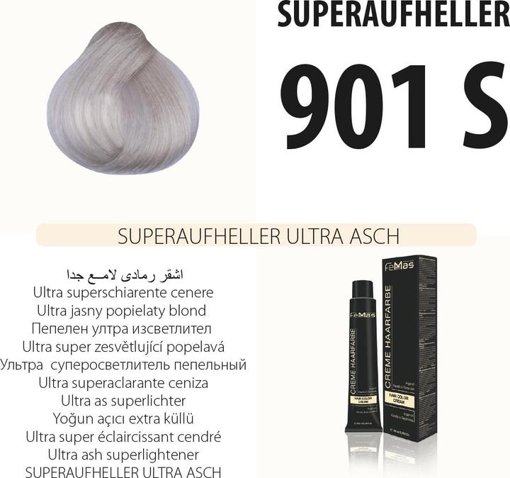 Produktbild FemMas 901S) Haarfarbe Superaufheller Ultra Asch 100ml