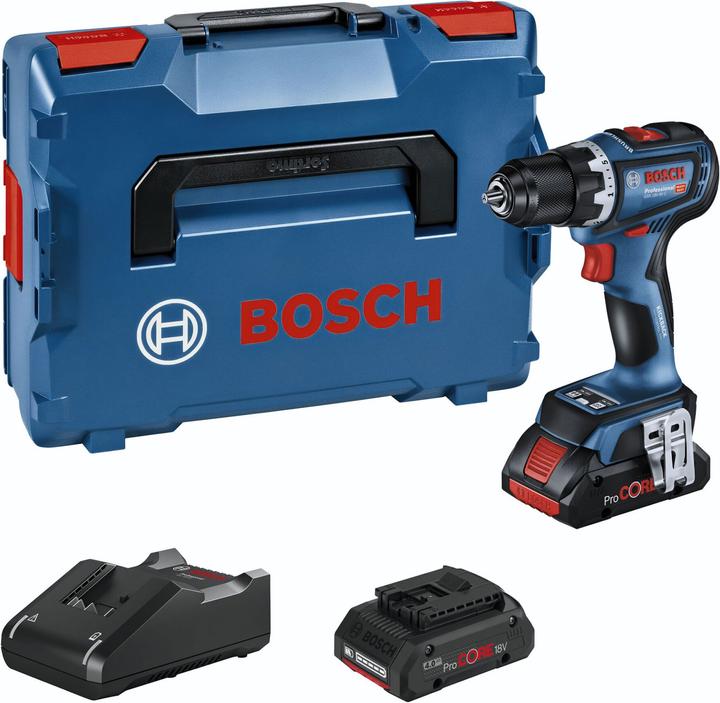 GSR 18V-90 C cordless drill driver, Battery charger, 2 batteries, 1/1 L-BOXX insert, Suitcase