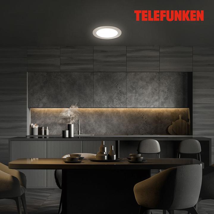 Produktbild Telefunken LED Einbauleuchte IP23 dimmbar WiFi RGBW 12W 1200 lm warmwei - tageslichtwei rund nickel matt 1 (1200 lm)