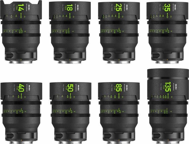 Immagine prodotto Nisi Kit di obiettivi cinema full frame ATHENA PRIME 14mm 18mm 25mm 35mm 40mm 50mm 85mm 135mm + custodia