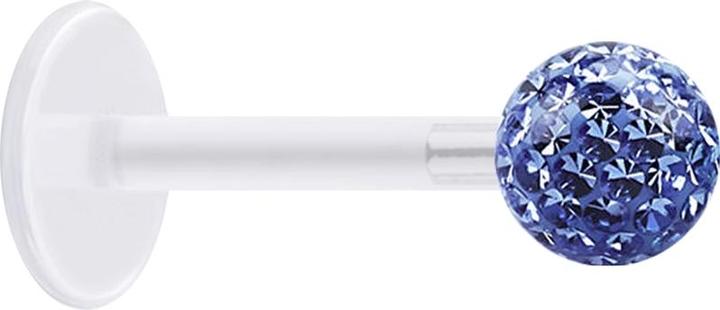 Produktbild Star Piercing Micro Labret transparent mit Kristallkugel hellblau und Epoxy Schutzschicht (Chirurgenstahl 316L, ohne Messing, Bioflex)